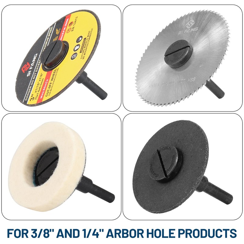 Baisiky 4 Pack Mounting Mandrel 3/8" & 1/4" Arbor Hole