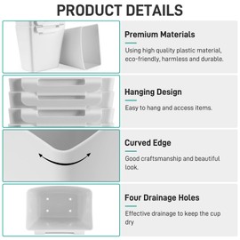 LEZIOA 5 Pack Hanging Cup Holders, Multipurpose Rolling Cart Accessories Utility Cart Accessories For Art Craft Supplies, Space Saving Hanging Storage Basket Pencil Holder Makeup Organizers (White)