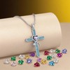 Flpruy Stethoscope Cross Necklace with June Light Violet Heart Birthstone