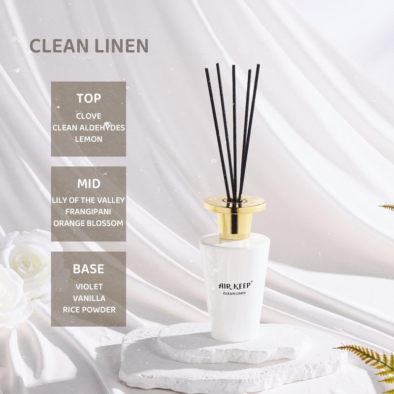 Airkeep Reed Diffuser Set 5.07 fl oz, Clean Linen Scent