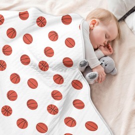 KICPOAY Swaddle Blanket for Basketball Balls Baby Receiving Blanket Muslin Baby Swaddles Soft Cotton Breathable Nursery Blankets for Unisex Boys and Girls 30x40 Inch