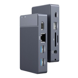 ISHEEP Hub USB-C with M.2 NVMe Housing, 10-in-1 4K HDMI, USB 3.1*2, PD100W, Micro 3.5 mm, Ethernet, SD/TF Card Reader, USB-C 3.1 Aluminium Alloy Case for M.2 PCIe NVMe and SATA SSD