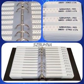 Juego de Componentes Electrónicos SMD 0603 + 0805 – Incluye Capacitores, Resistencias, MOSFETs, Transistores BJT y Diodos (0.5pF–22μF, 0–10MΩ ±1%) – 312 Grupos en Libro Organizador