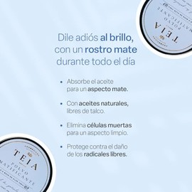 TEIA COSMETICOS Polvo Matificante Translcido Fijador - 100 ingredientes naturales - Libre de talco - 30 gr                                            