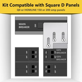 HFDCHBS Generator Interlock Kit Compatible with Square D QO or Homeline 150 or 200 amp panels，1 3/8 inches Spacing between main and generator breaker