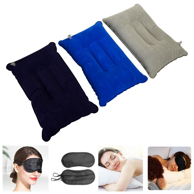 Aircee 3 Pieces Inflatable Travel Pillow for Camping, Home Office