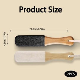 fKiZanthene Pumice Stone for Feet 2Pcs Set, Black and White Foot Pumice Stone with 21.8cm Ergonomic Handle, for Remove Hard Dead Skin Callus Dry Rough Cracked Corn Feet in Shower