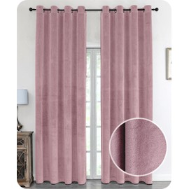 BEAUTEX Velvet Blackout Curtain with Eyelets 140 x 145 cm (Width 140 cm, Height 145 cm, Pink)