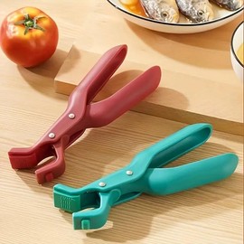 Multi-Purpose Silicone Anti Scalding Clip Non Slip Tray Extractor Bowl Clip - Color: Green-2 Pcs