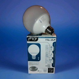 TCP (1) TCP 14w=60w 120v Self Ballasted G30 Soft White Globe Light Bulbs