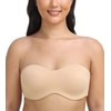 HACI Women's Seamless Unlined Strapless Bandeau for Plus Size Underwire