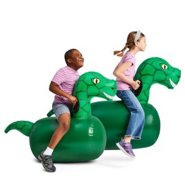 Hearthsong Hop N Go Inflatable Dino Riding Bouncy Hopping Toys for Kids Ages 5+ - Ride On Bouncer Animal Hopper Jumping Toys for Outdoor Games