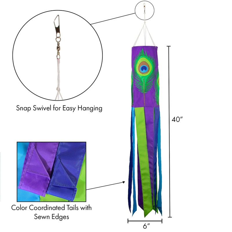 In the Breeze 5180 — Peacock Feather 40" Windsock