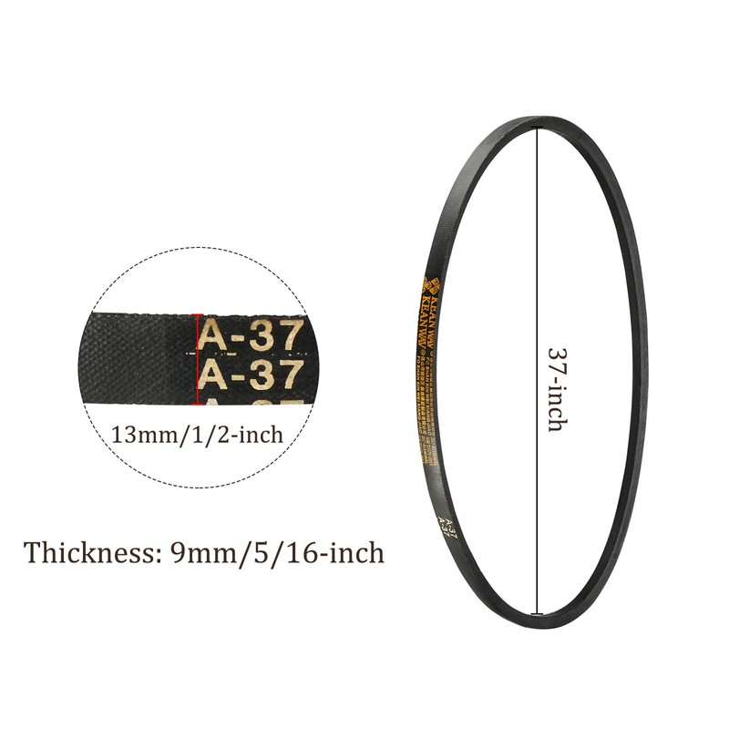 Kozelo A-37 Drive V-Belt - [37 Inch Inner Circumference] A-section