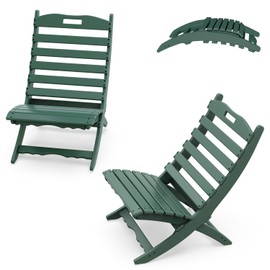 IVY&LANE Portable Xavier-Chairs Set of 2 | Folding-Adirondack-Chair | Wave | HDPE Plastic | Limited Edition | Forest Green | All-Weather Resistant | for Outdoor Fire-Pit Patio Lawn Beach Poolside