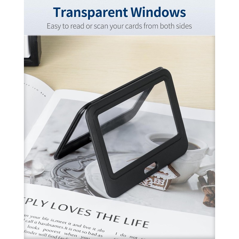 Uniclife ID Badge Holder with Double-Sided Windows Horizontal Hard Plastic