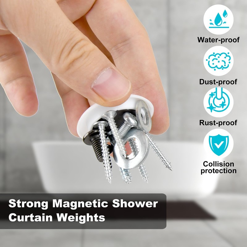 12 PCS Shower Curtain Weights, Magnetic Shower Curtain Weights, Shower