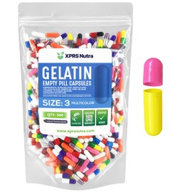 Capsules Express - Cápsulas de gelatina vacías para gelatina, tamaño 3, multicolor