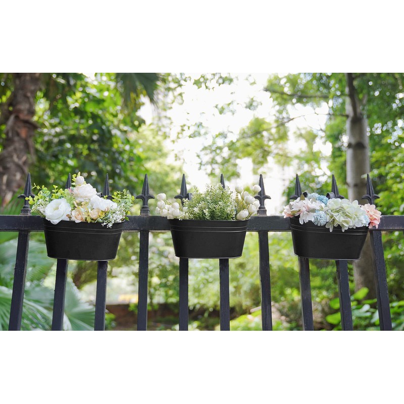 Dahey Metal Iron Hanging Flower Pots for Railing Fence Hanging