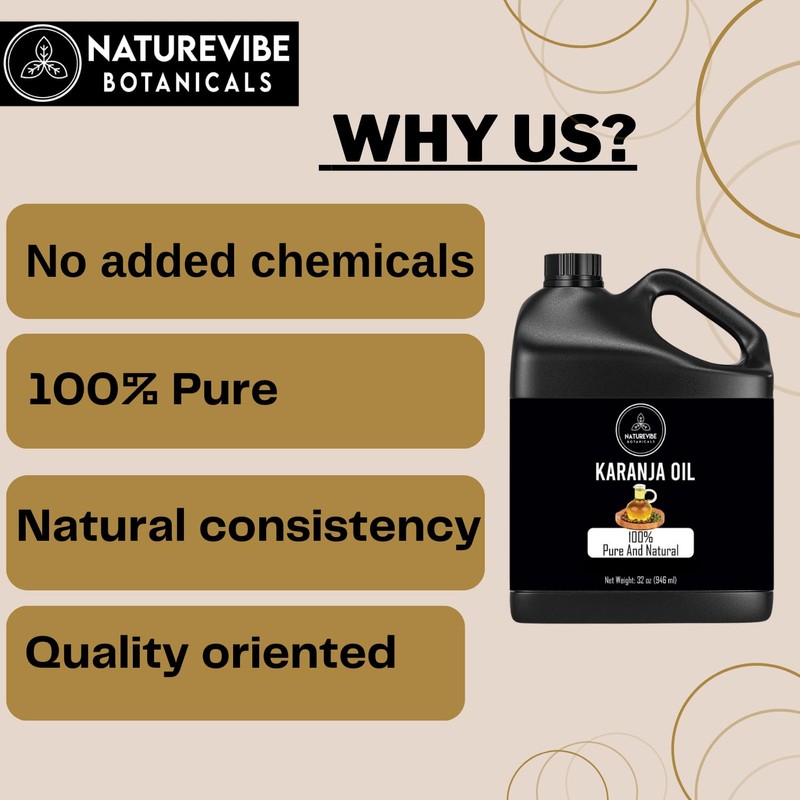 Naturevibe Botanicals Karanja Oil 32 Ounces | 100% Pure and