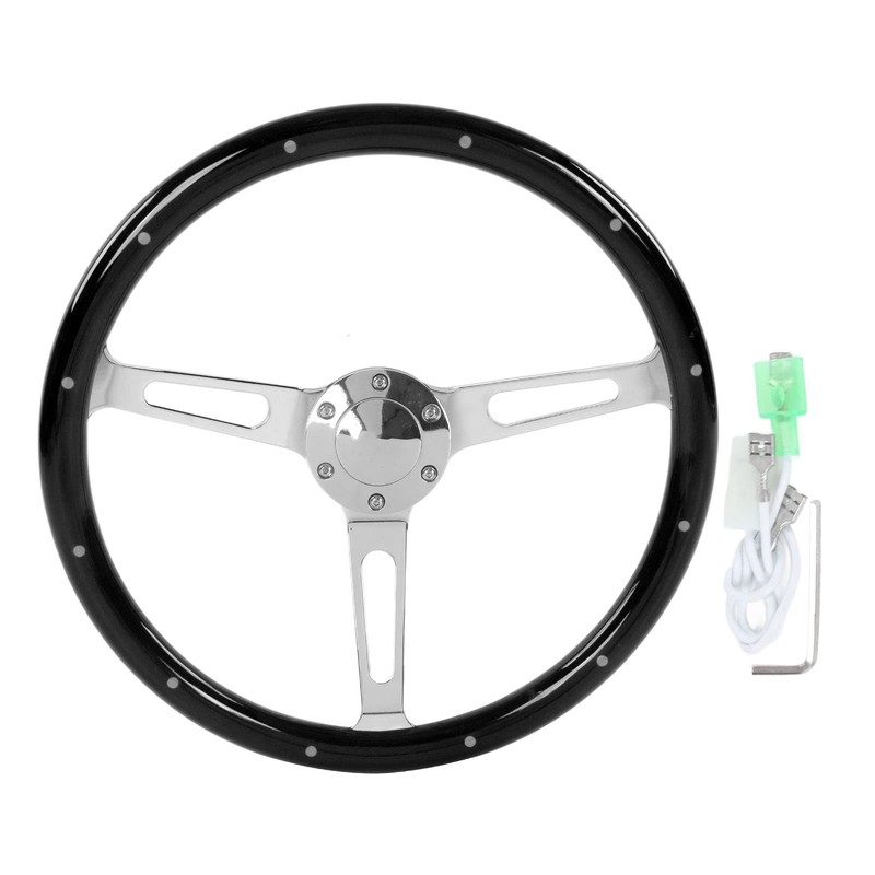 DAUERHAFT Retro Steering Wheel, 6 Hole 3 Spoke Riveted Wood