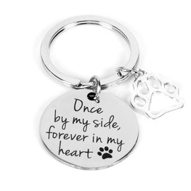 Once by My Side Forever in My Heart Sympathy Gift - Pet Dog & Cat Memorial Keepsake Keychain