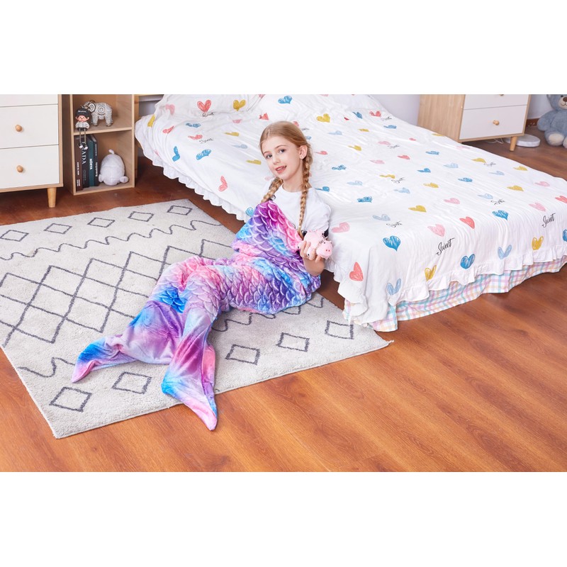 Mermaid Tail Blanket, Soft Warm Plush Fleece Sleeping Bag Snuggle