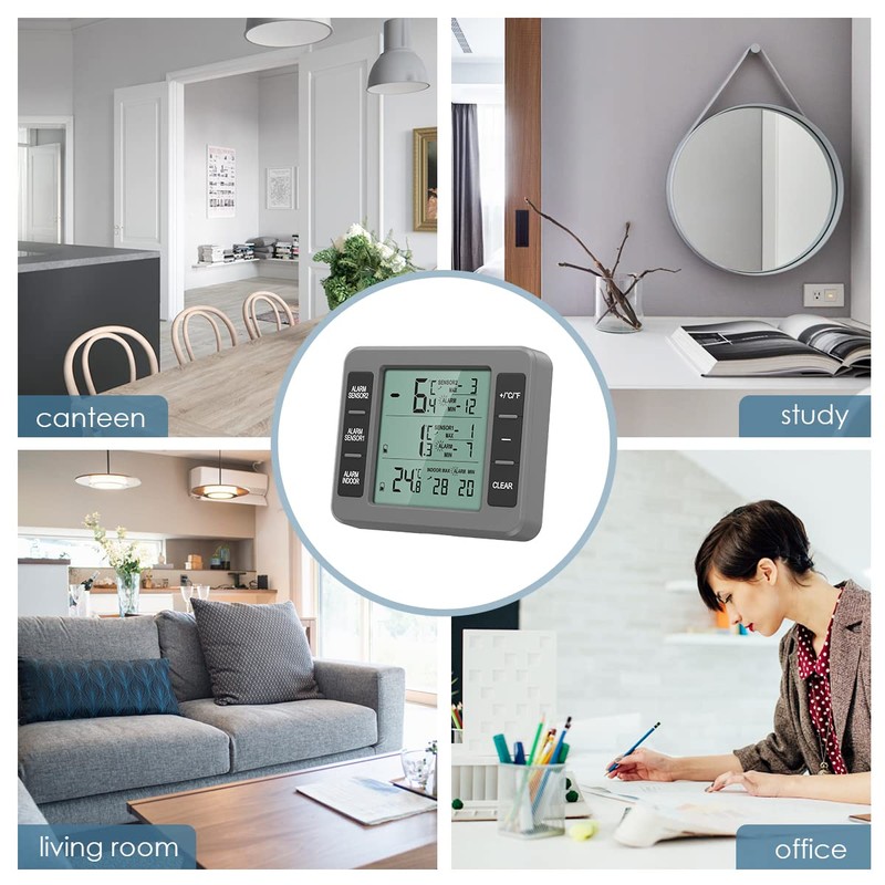 Ankilo Fridge Thermometer, Upgrade Digital Thermometer with 2 Sensors, Freezer