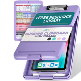 Tribe RN Nursing Clipboard with Storage - Medical Clipboard Nursing Essentials for Nurses and Nursing Students School Supplies with Quick Access Reference Guide (Purple)