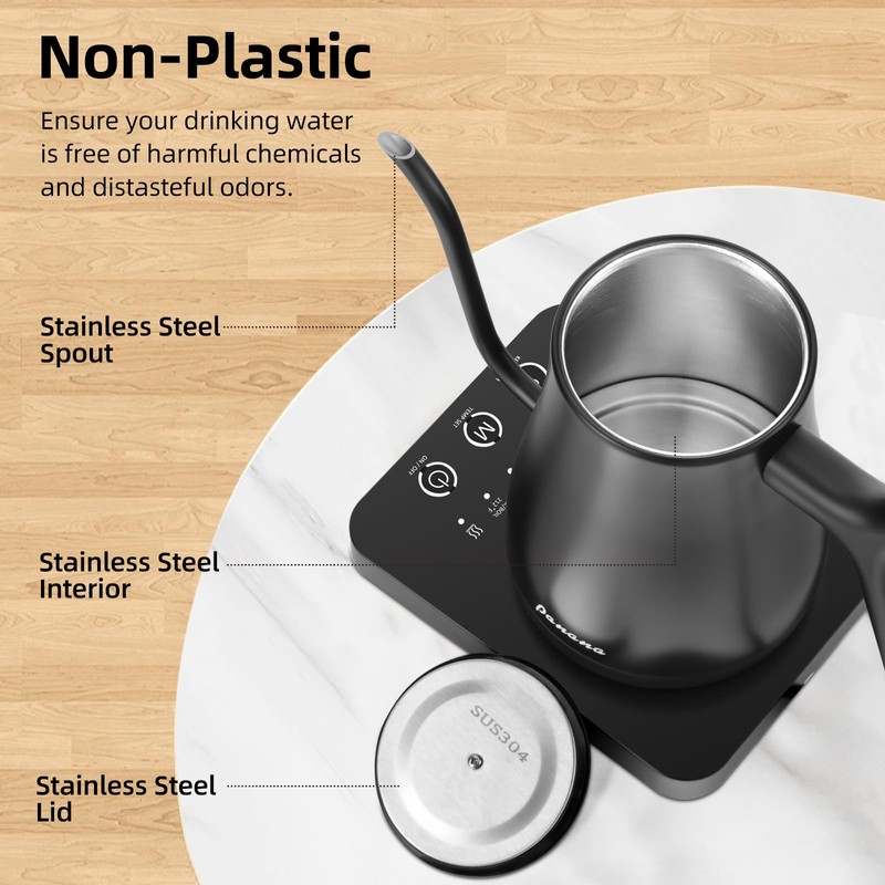 Panana Electric Gooseneck Kettle, Electric Tea Kettles Temperature Control ±1℉