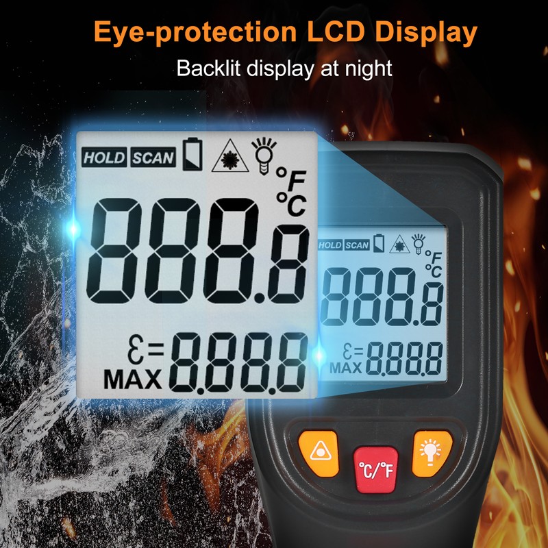 NJTY Infrared Thermometer Non-Contact Digital Temperature Gun -50°C~600°C (-58°F~1112°F) with