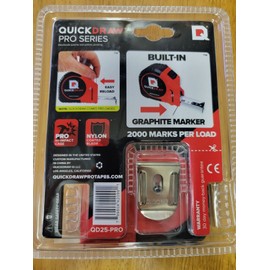 Quick-Draw 25' Foot QUICKDRAW PRO Self Marking Measuring Tape Built in Pencil Power Locking