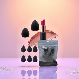 6Pcs Black Mini Makeup Sponge,Small Beauty Sponge Blender Set for Foundation, Powder, Concealer Highlight,and Eye Shadow，Blenders and Sponges，Face