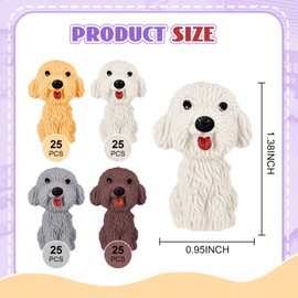 Kisston 100 Pcs 3D Dog Pencil Top Erasers Animal Pencil Erasers Toppers Cute Pet Puppy Party Favors for Kids Students Birthday Gifts School Desk Stationery Supplies