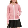 GRACE KARIN Pink Girls Cardigan Knit Zip Up Sweater with