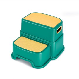 Welspo 2 Step Stool for Kids, Anti-Slip Toddler Toilet Potty Training Stool with Handles, Two Step Stool for Bathroom, Kitchen, Bedroom, Living Room(Yellow and Green)