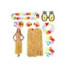 Disfraz Hawaiano Mujer Falda Gafas Collar Tropicales Fiesta