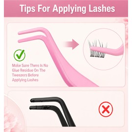 2 Pcs Eyelash Tweezers, Lash Applicator Tool with Comb for Cluster