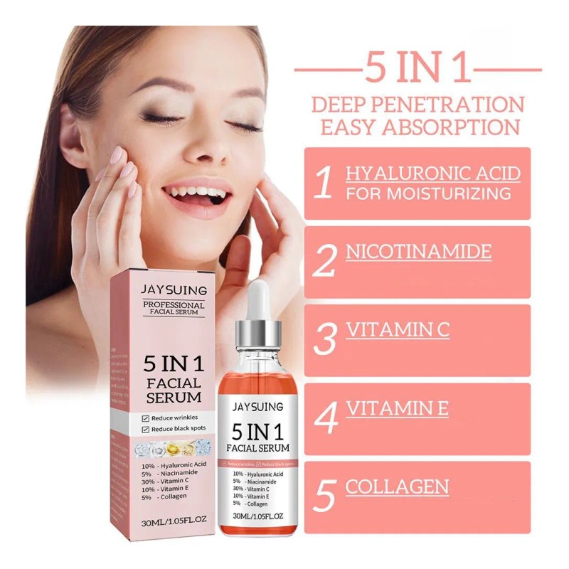 Serum Facial Reparador, Reafirmante, Hidratante 5 En 1