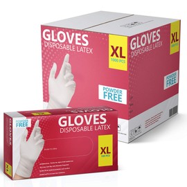 AroPaw New Disposable Latex Gloves, Powder Free 10 Boxes 1000 Gloves (Xl)