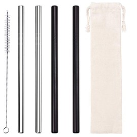 AF-WAN Reusable Metal Straws, Stainless Steel Boba Straws, Reusable Smoothie Straws (12mm) - Ideal for Bubble & Boba Tea, Milkshakes and Hot Drinks