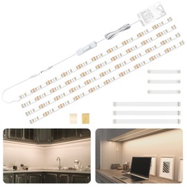 WOBANE LED Cabinet Lights,4 PCS 20inch LED Strip Lights Kit,Under Counter Lighting for Kitchen,Under Desk,Shelf,Display Case,Furniture, 120 LEDs,1200 Lumen,4000K Natural White