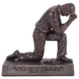 Lighthouse Christian Products Praying Man Seeking God Bronzelike Finish 4.5 x 2.75 Cast Stone Mounted Sculpture
