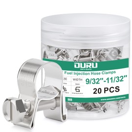 OURU Fuel Line Clamp 304 Stainless Steel,20PCS Adjustable 9/32”-11/32” Dia (7-9mm) Mini Fuel Injection Gas Line Hose Clamps,Pipe Clamp for Automotive,Diesel Petrol Pipe