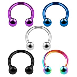 KJM FASHION Horseshoe Earrings Stainless Steel 1.2mm 16g Pack of 5