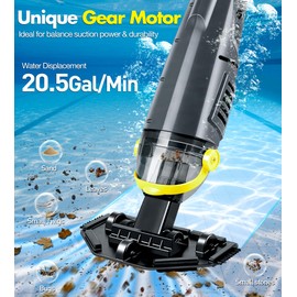 KimPump Cordless Handheld Pool Vacuum Cleaner with 4 Filter Bags, Suitable for Ultra-fine Impurity Filtration| Dual Brush Heads+Aluminum Poles | 20.5 GPM Suction-Powerful Spa Vacuum for Hot Tub-Yellow