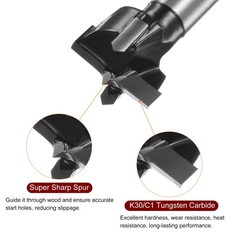 sourcing map Forstner Drill Bit 20mm / 25/32" K30/C1 Tungsten