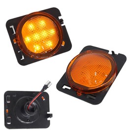 GTINTHEBOX Amber Lens Amber LED Front Fender Side Marker Light Assembly Compatible with 2007 2008 2009 2010 2011 2012 2013 2016 2017 2018 Jeep Wrangler JK