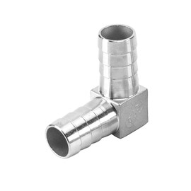 Pysrych Stainless Steel Hose Barb Fitting 90 Degree Elbow 5/8" Barbed x 5/8" Barbed Right Angle L Shaped Connector with 4pcs Hose Clamps (Pack of 2)