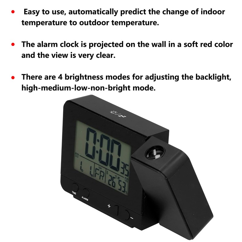 Alarm Clock Projector Digital Projection Alarm Clock with Temperature Display,